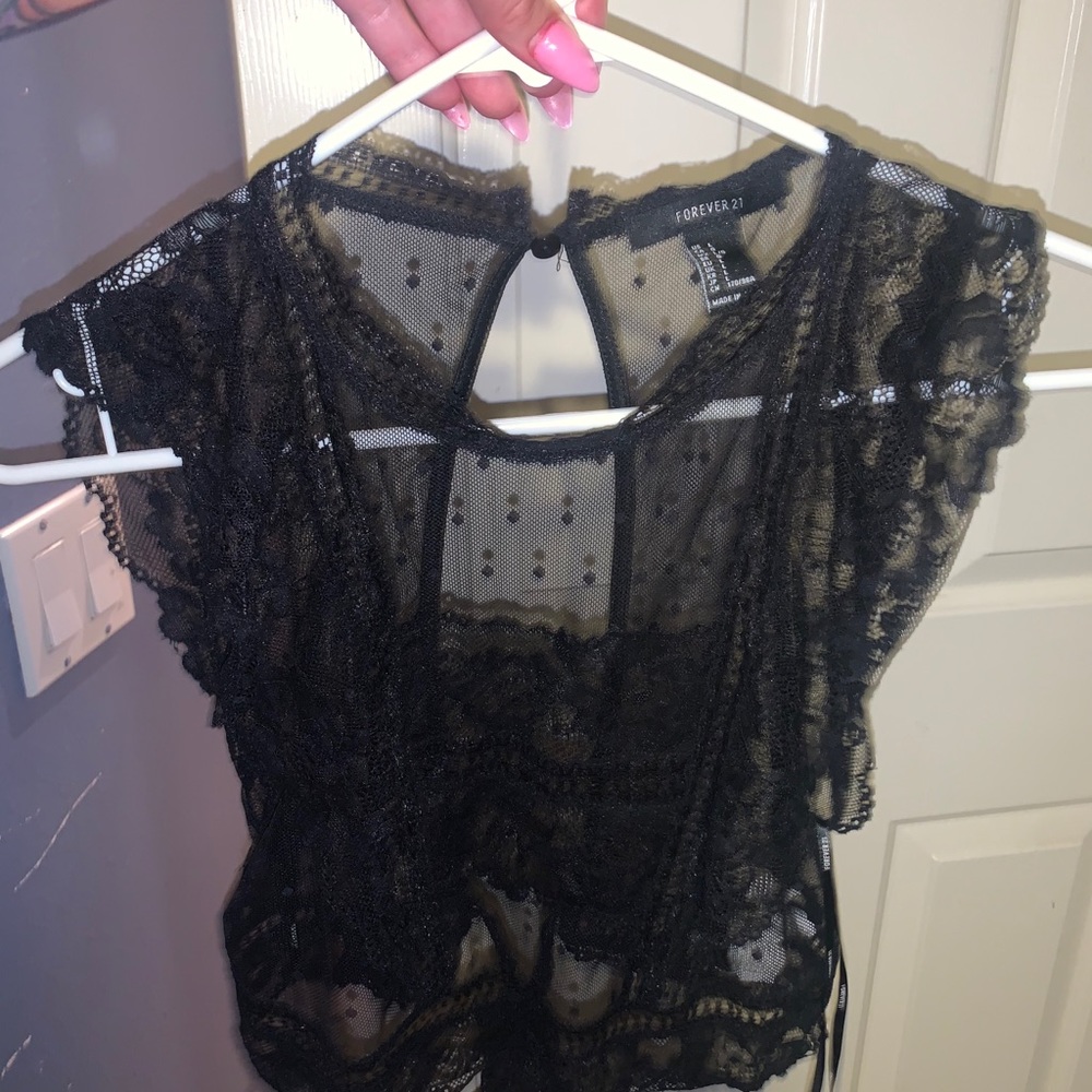 Black sheer lace top